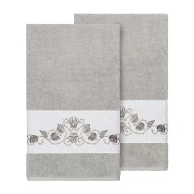 Linum Home Textiles Bella 2-pc. Embellished Bath Towel In Gray