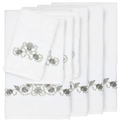 Linum Home Textiles Bella 8 Piece Turkish Cotton Towel Set In White