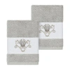 Linum Home Textiles Bella Embellished 2-pc. Embellished Washcloth In Gray