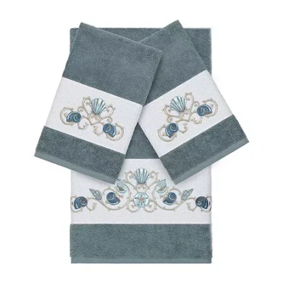 Linum Home Textiles Bella Embellished 3-pc. Bath Towel Set In Blue