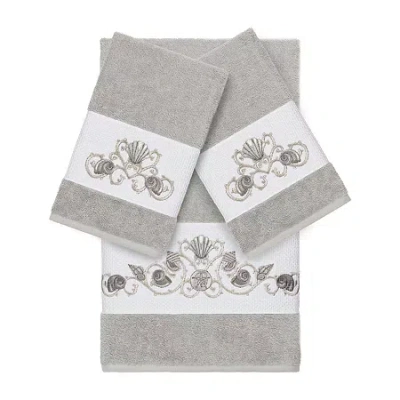 Linum Home Textiles Bella Embellished 3-pc. Bath Towel Set In Gray