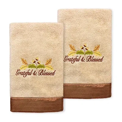 Linum Home Textiles Blessed Embroidered 2-pc. Hand Towel In Brown
