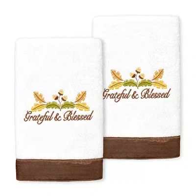 Linum Home Textiles Blessed Embroidered 2-pc. Hand Towel In White