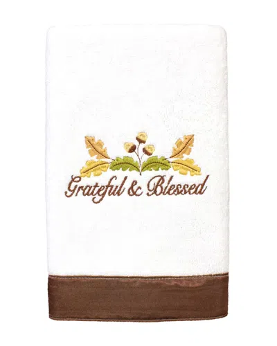 Linum Home Textiles Blessed Embroidered Turkish Cotton Hand Towel In White