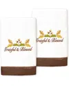 Linum Home Textiles Blessed Embroidered Turkish Cotton Hand Towels (set Of 2) In White