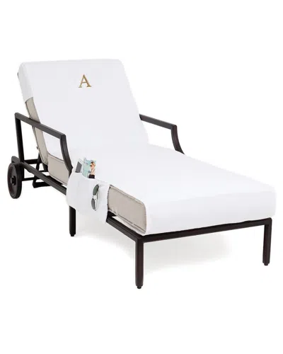 Linum Home Textiles Bookman Chaise Lounge Cover (monogram A-z) In White