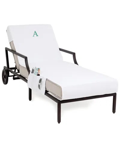 Linum Home Textiles Bookman Chaise Lounge Cover (monogram A-z) In White