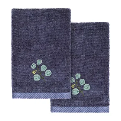 Linum Home Textiles Botanica 2-pc. Embellished Fingertip Towel In Blue