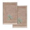 Linum Home Textiles Botanica 2-pc. Embellished Fingertip Towel In Brown