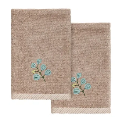Linum Home Textiles Botanica 2-pc. Embellished Fingertip Towel In Brown