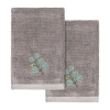 Linum Home Textiles Botanica 2-pc. Embellished Fingertip Towel In Gray