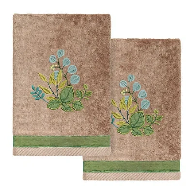 Linum Home Textiles Botanica 2-pc. Embellished Hand Towel In Brown