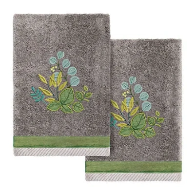 Linum Home Textiles Botanica 2-pc. Embellished Hand Towel In Gray