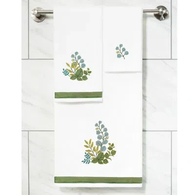 Linum Home Textiles Botanica 3 Piece Turkish Cotton Towel Set In White