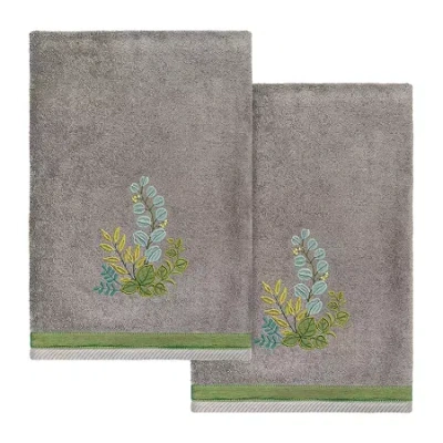 Linum Home Textiles Botanica Embellished 2-pc. Bath Towel Set In Gray