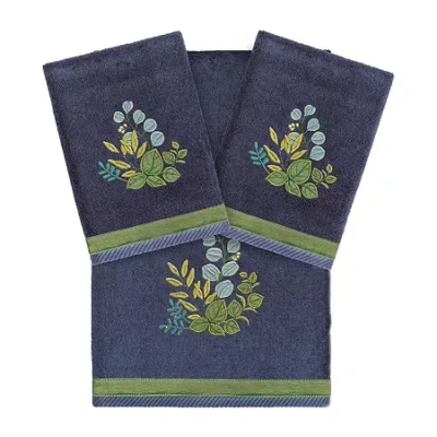 Linum Home Textiles Botanica Embellished 3-pc. Bath Towel Set In Blue