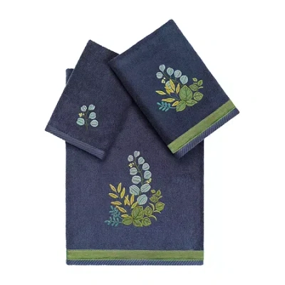 Linum Home Textiles Botanica Embellished 3-pc. Bath Towel Set In Blue