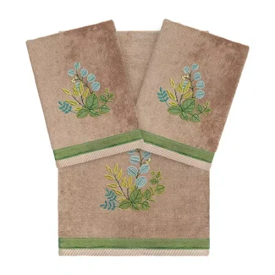 Linum Home Textiles Botanica Embellished 3-pc. Bath Towel Set In Brown