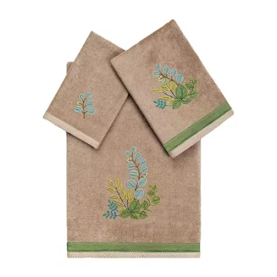 Linum Home Textiles Botanica Embellished 3-pc. Bath Towel Set In Brown