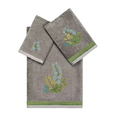 Linum Home Textiles Botanica Embellished 3-pc. Bath Towel Set In Gray