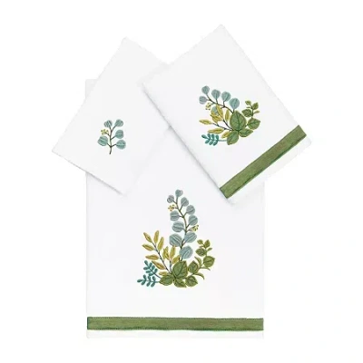 Linum Home Textiles Botanica Embellished 3-pc. Bath Towel Set In White