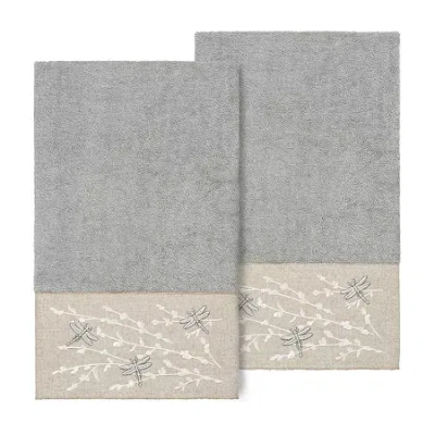 Linum Home Textiles Braelyn 2-pc. Embellished Animal Bath Towel In Gray