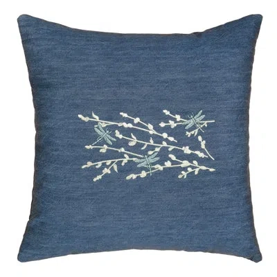 Linum Home Textiles Braelyn Pillow Cover Decorative Square Cotton Pillow Cover In Denim Blue