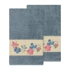 Linum Home Textiles Caroline 2-pc. Embellished Floral Bath Towel In Blue