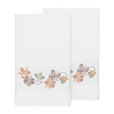 Linum Home Textiles Caroline 2-pc. Embellished Floral Bath Towel In White