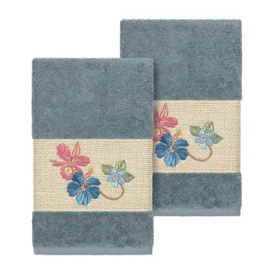 Linum Home Textiles Caroline 2-pc. Embellished Hand Towel In Blue
