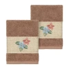 Linum Home Textiles Caroline 2-pc. Embellished Washcloth In Brown