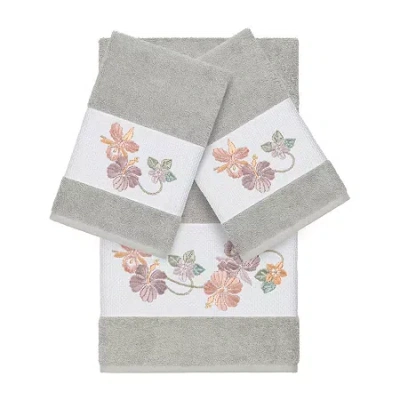 Linum Home Textiles Caroline Embellished 3-pc. Bath Towel Set In Gray