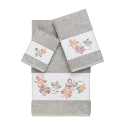 Linum Home Textiles Caroline Embellished 3-pc. Bath Towel Set In Gray