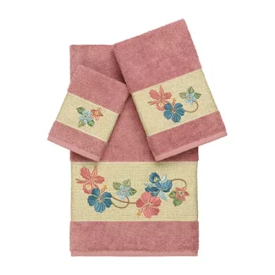 Linum Home Textiles Caroline Embellished 3-pc. Bath Towel Set In Pink