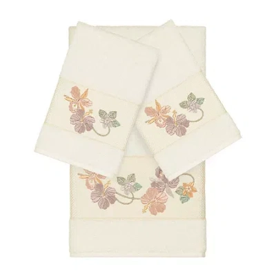 Linum Home Textiles Caroline Embellished 3-pc. Bath Towel Set In White