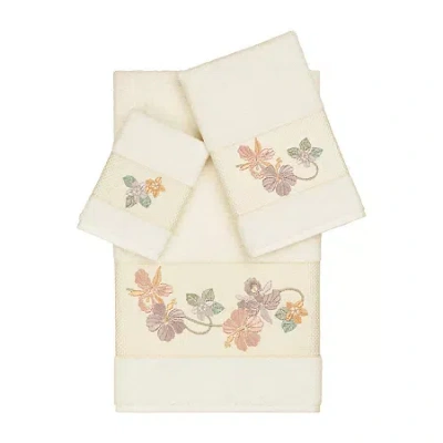 Linum Home Textiles Caroline Embellished 3-pc. Bath Towel Set In White