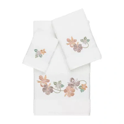 Linum Home Textiles Caroline Embellished 3-pc. Bath Towel Set In White