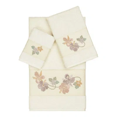 Linum Home Textiles Caroline Embellished 3 Piece Towel Set In Cream