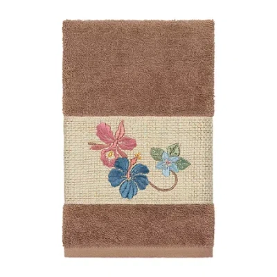 Linum Home Textiles Caroline Embellished Embellished Hand Towel In Brown