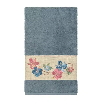Linum Home Textiles Caroline Embellished Floral Bath Towel In Blue
