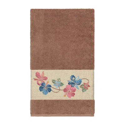 Linum Home Textiles Caroline Embellished Floral Bath Towel In Brown
