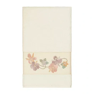 Linum Home Textiles Caroline Embellished Floral Bath Towel In Sand