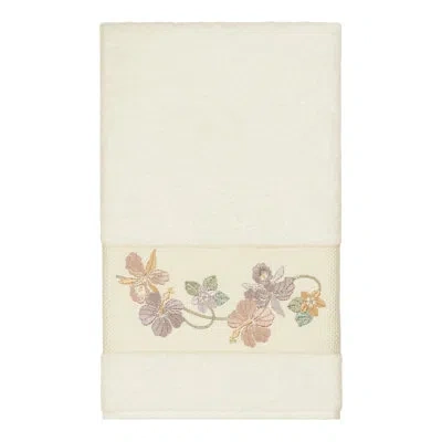 Linum Home Textiles Caroline Embellished Turkish Cotton Bath Towel In Cream