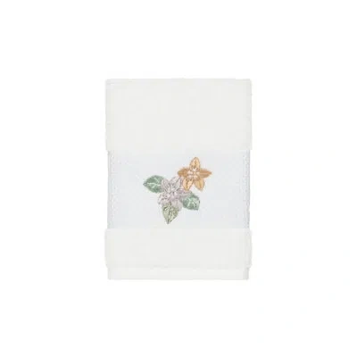 Linum Home Textiles Caroline Embellished Turkish Cotton Washcloth In White
