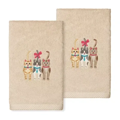 Linum Home Textiles Cats Embroidered 2-pc. Hand Towel In Multi