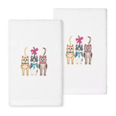 Linum Home Textiles Cats Embroidered 2-pc. Hand Towel In Multi