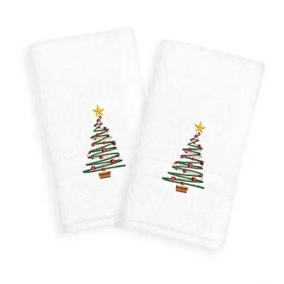 Linum Home Textiles Christmas 2-pc. Embellished Hand Towel In White
