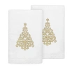 Linum Home Textiles Christmas 2-pc. Embellished Hand Towel In White