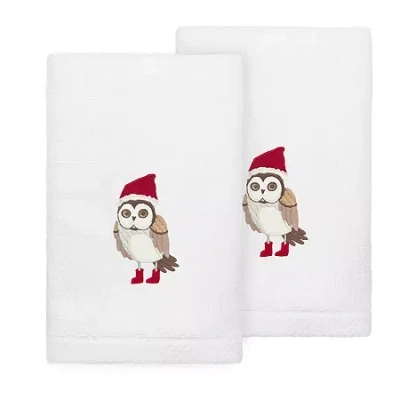 Linum Home Textiles Christmas Baby Owl 2-pc. Embellished Hand Towel In Sand