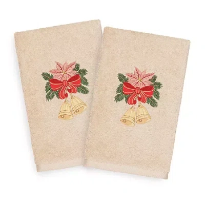 Linum Home Textiles Christmas Bells Embroidered 2-pc. Hand Towel In Neutral